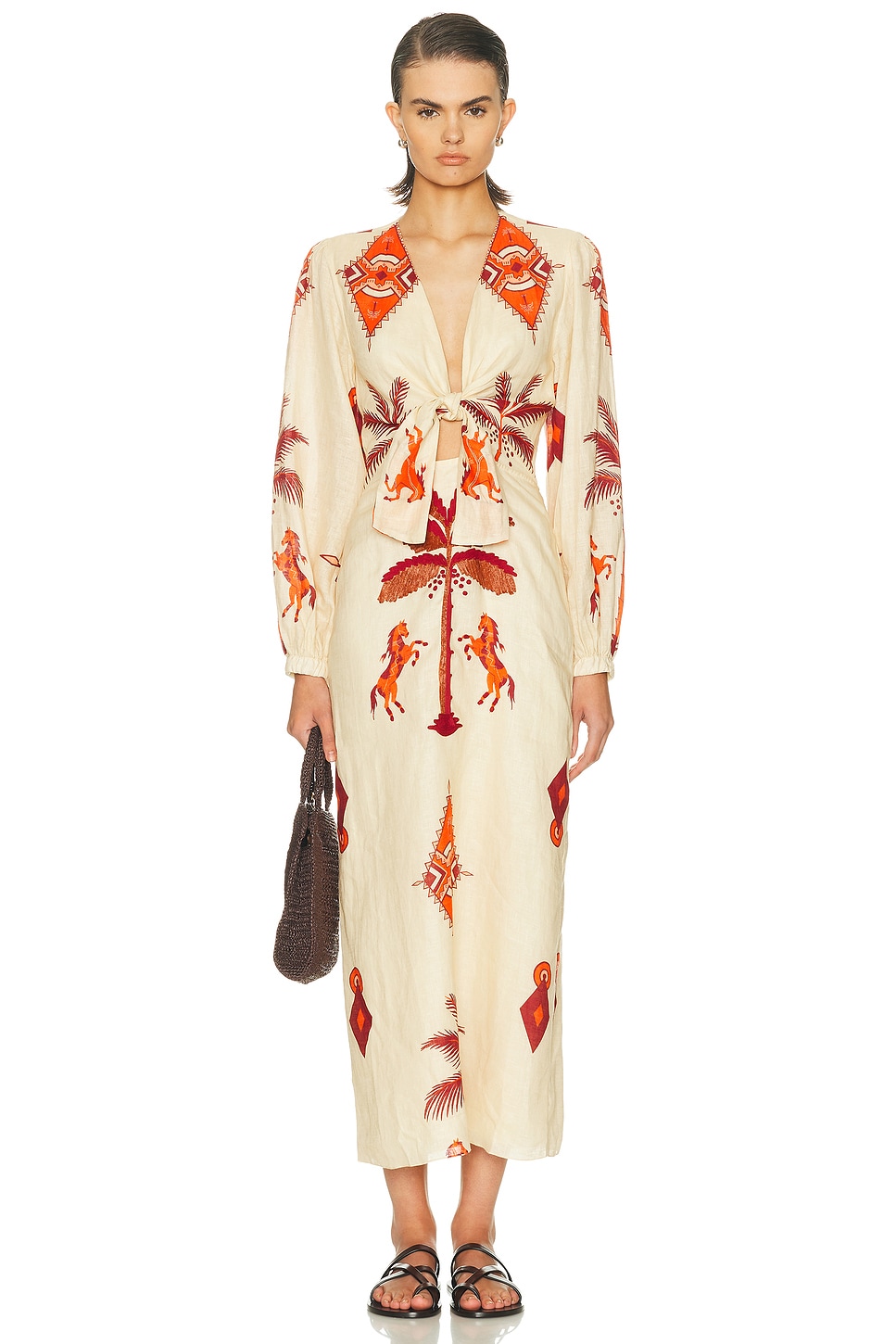 Johanna Ortiz Across Paradise Ankle Dress In White