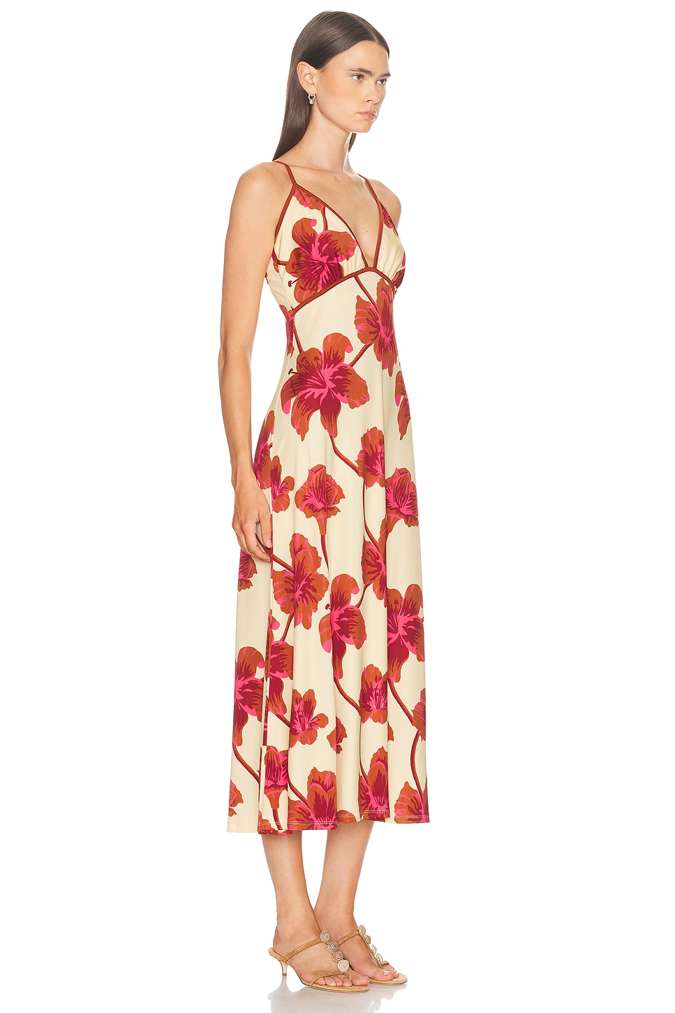 Johanna Ortiz Sendero De Astromelias Floral-print Satin Maxi Dress In Red