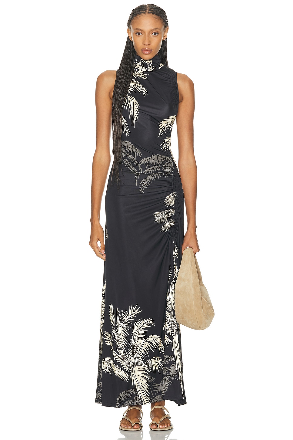 Image 1 of Johanna Ortiz Moon Goddess Ankle Dress in Black & Ecru