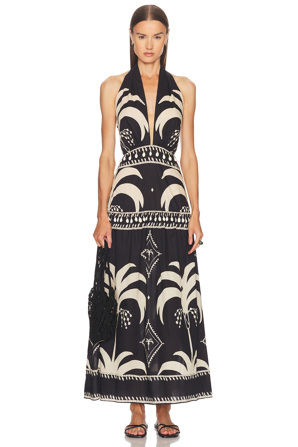 Image 1 of Johanna Ortiz Latin Rhythms Maxi Dress in Black & Ecru