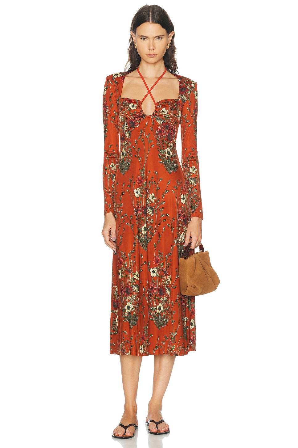 Johanna Ortiz Marsala Festive Performance Ankle Dress