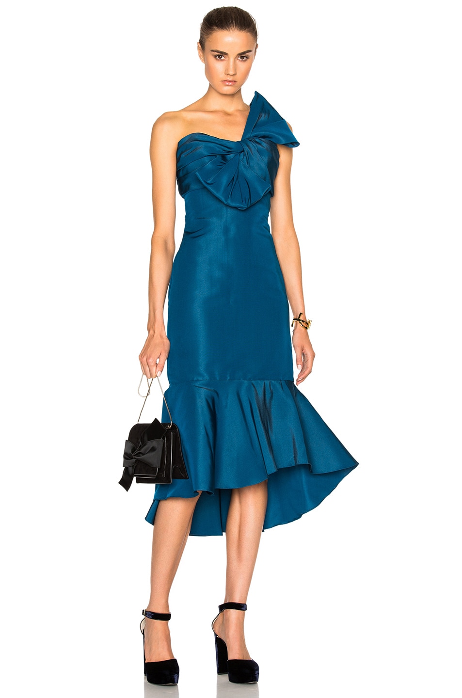Image 1 of Johanna Ortiz Blue Coral Dress in Silk Faille