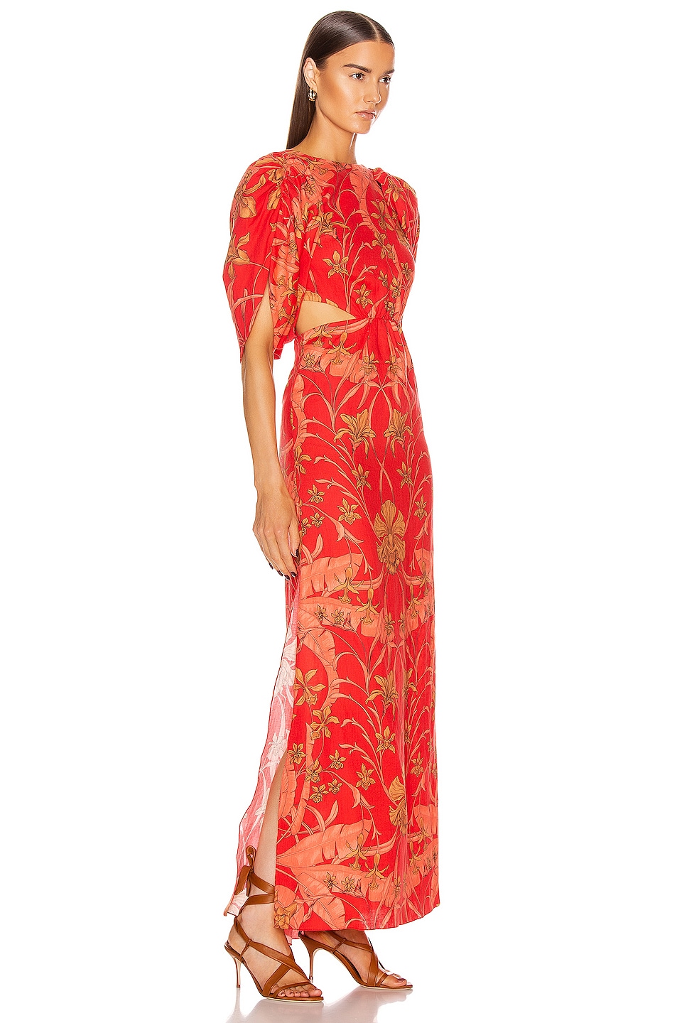 Johanna Ortiz Botanical Study Maxi Dress in Imperial Red & Camel | FWRD