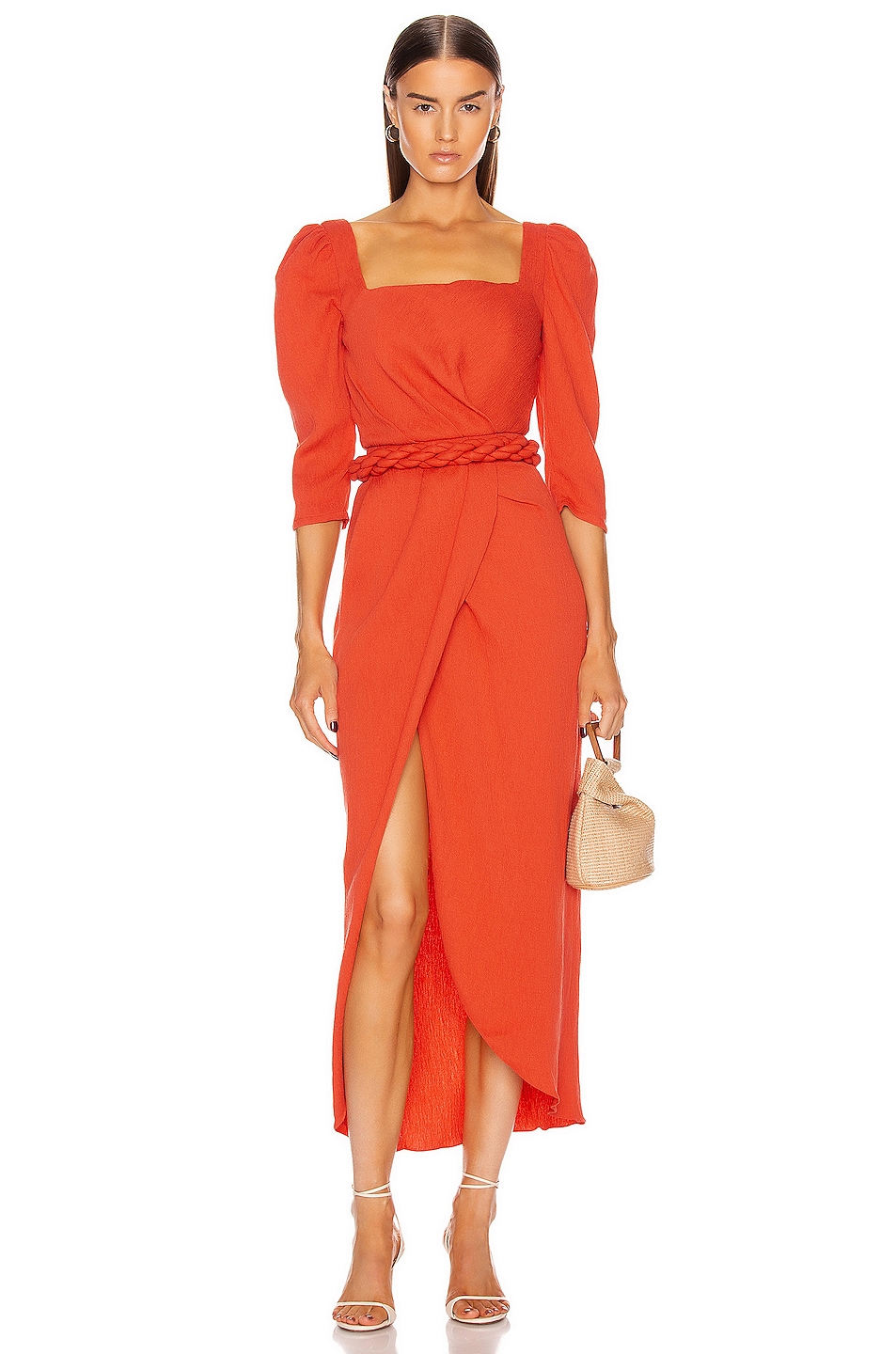Image 1 of Johanna Ortiz Classic Meetings Midi Belted Dress in Paprika