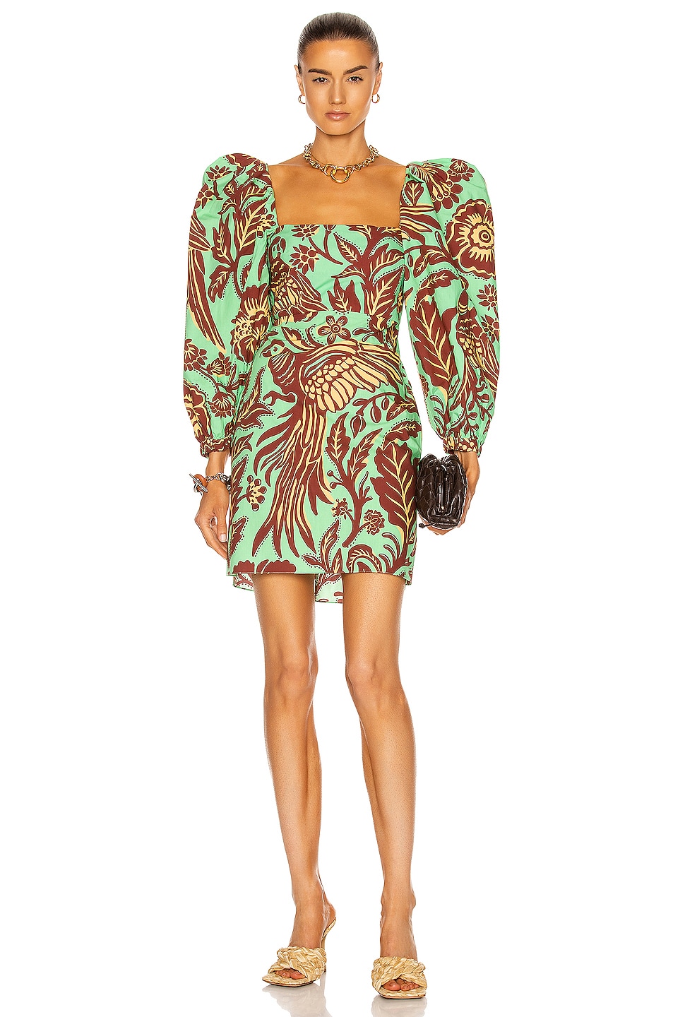 Image 1 of Johanna Ortiz Golden Temple Mini Dress in Colonial Poison Green