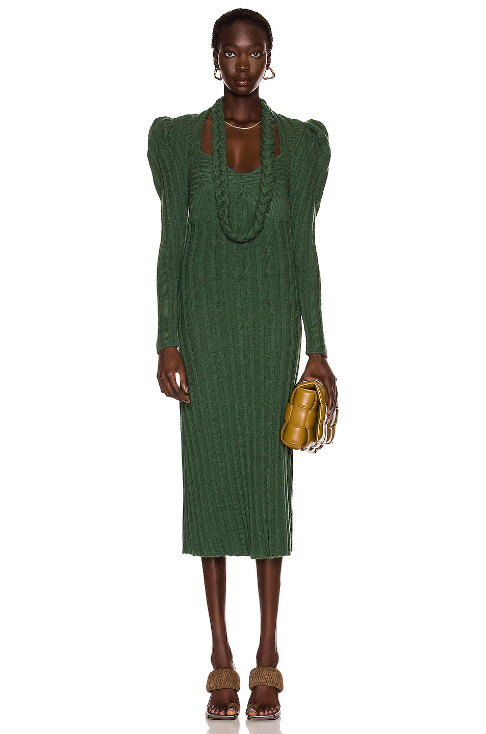 Image 1 of Johanna Ortiz Life Enigmas Midi Dress in Forest Green