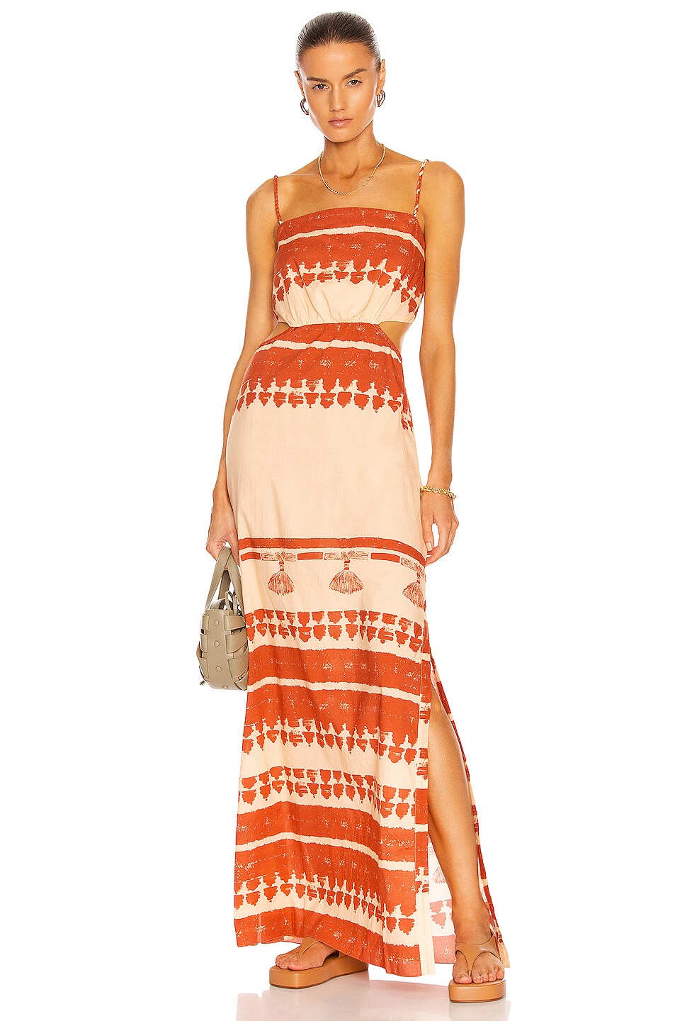 Image 1 of Johanna Ortiz Intangible Culture Maxi Dress in Facundo Beach Sand & Achiote Red