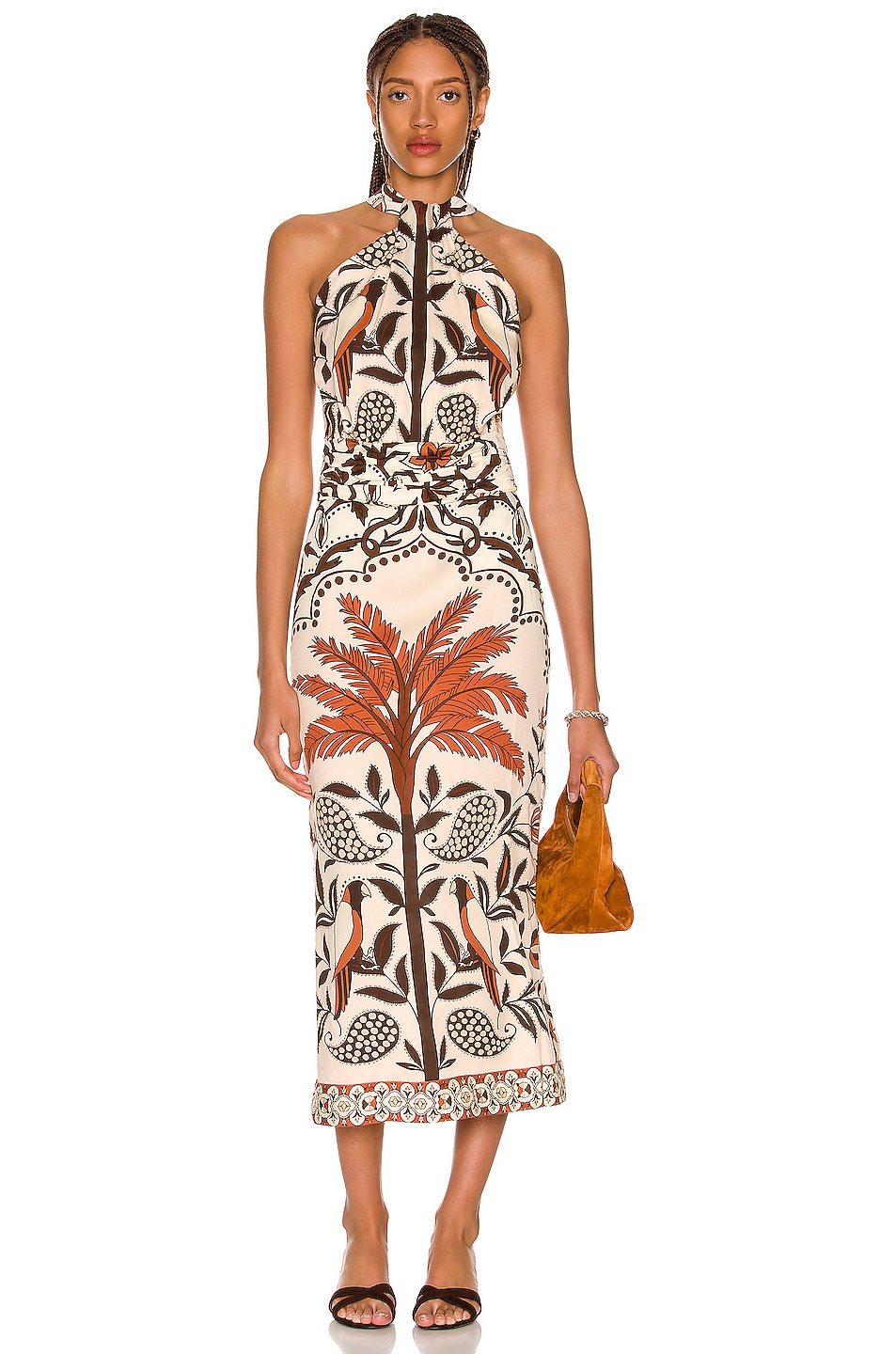 Image 1 of Johanna Ortiz Mandala of The Tropics Midi Dress in Palm Ecru & Cloves
