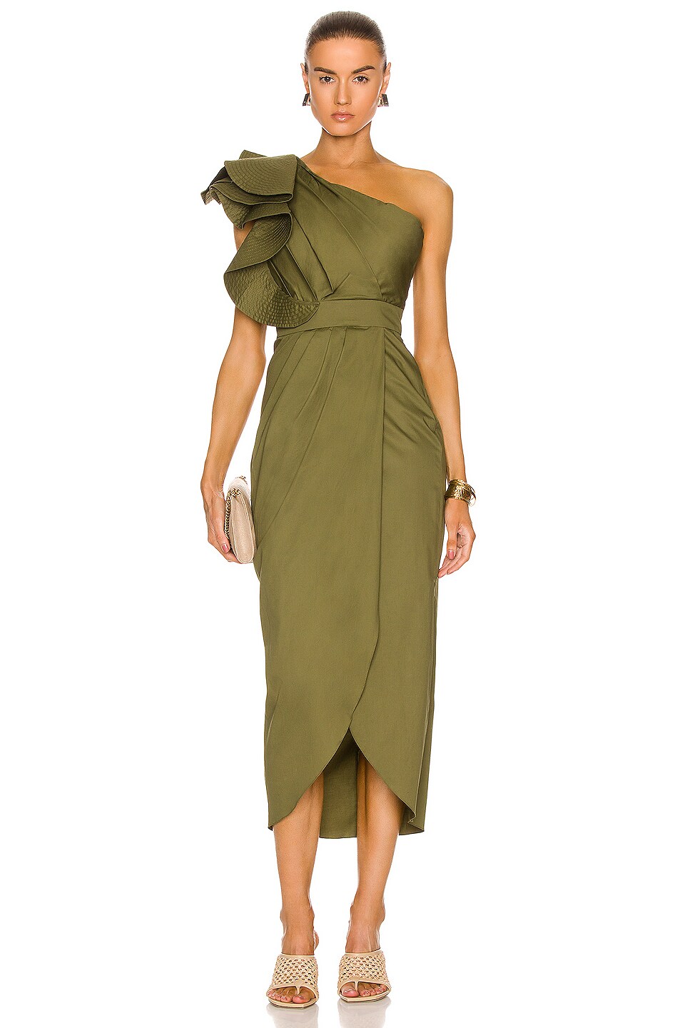 Image 1 of Johanna Ortiz It's Never Too Late Ankle Dress in Camouflage Green