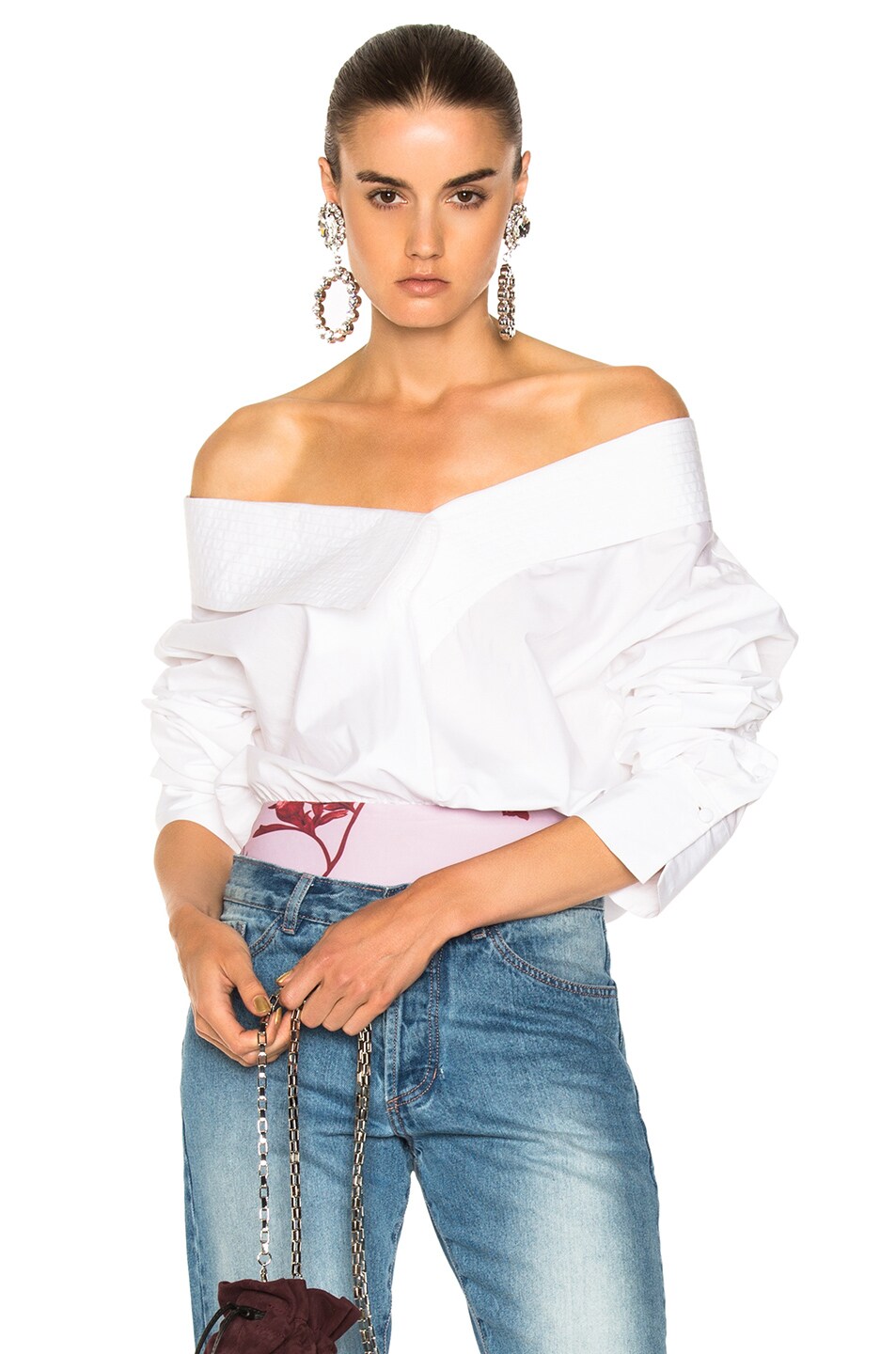 Image 1 of Johanna Ortiz Alida Cotton Poplin Bodysuit in Off White