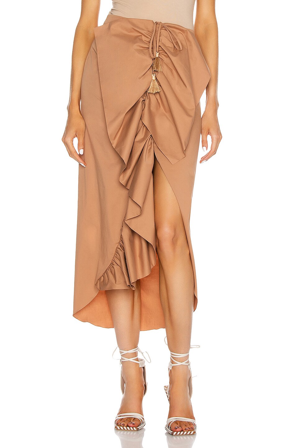 Image 1 of Johanna Ortiz Lasting Memories Midi Skirt in Camel