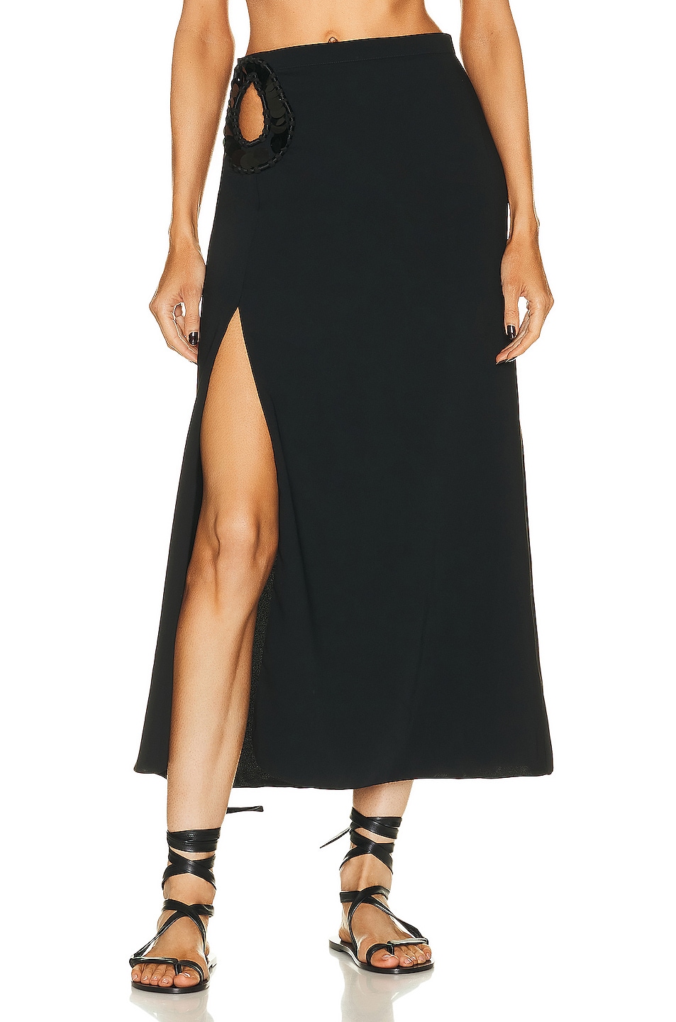 Image 1 of Johanna Ortiz Keyhole Midi Skirt in Black