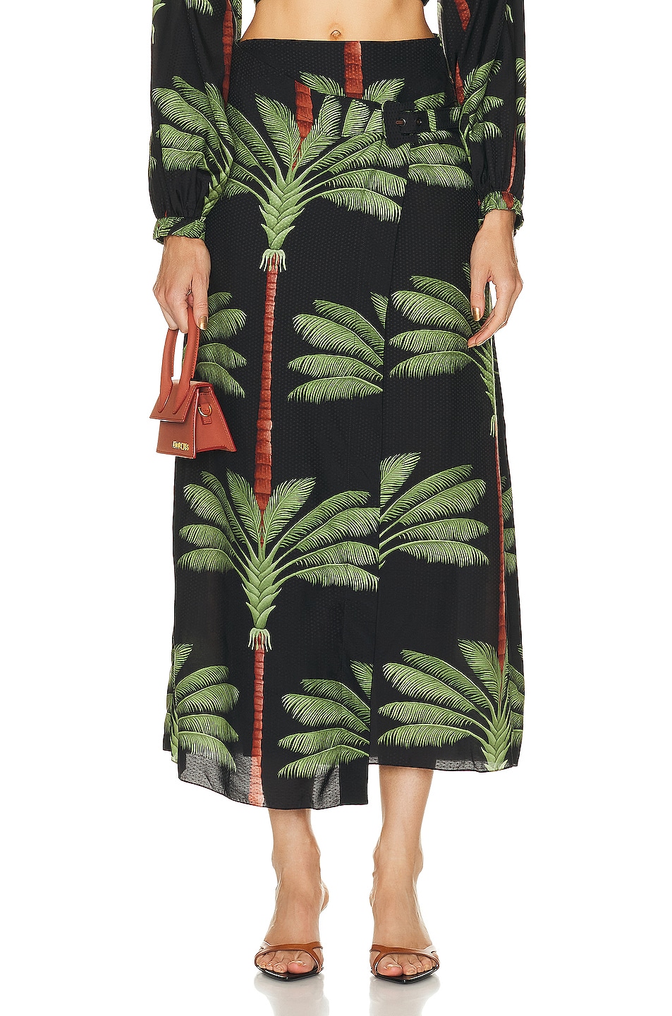 Image 1 of Johanna Ortiz Tribal Tropical Wrap Skirt in Cuba Black & Green