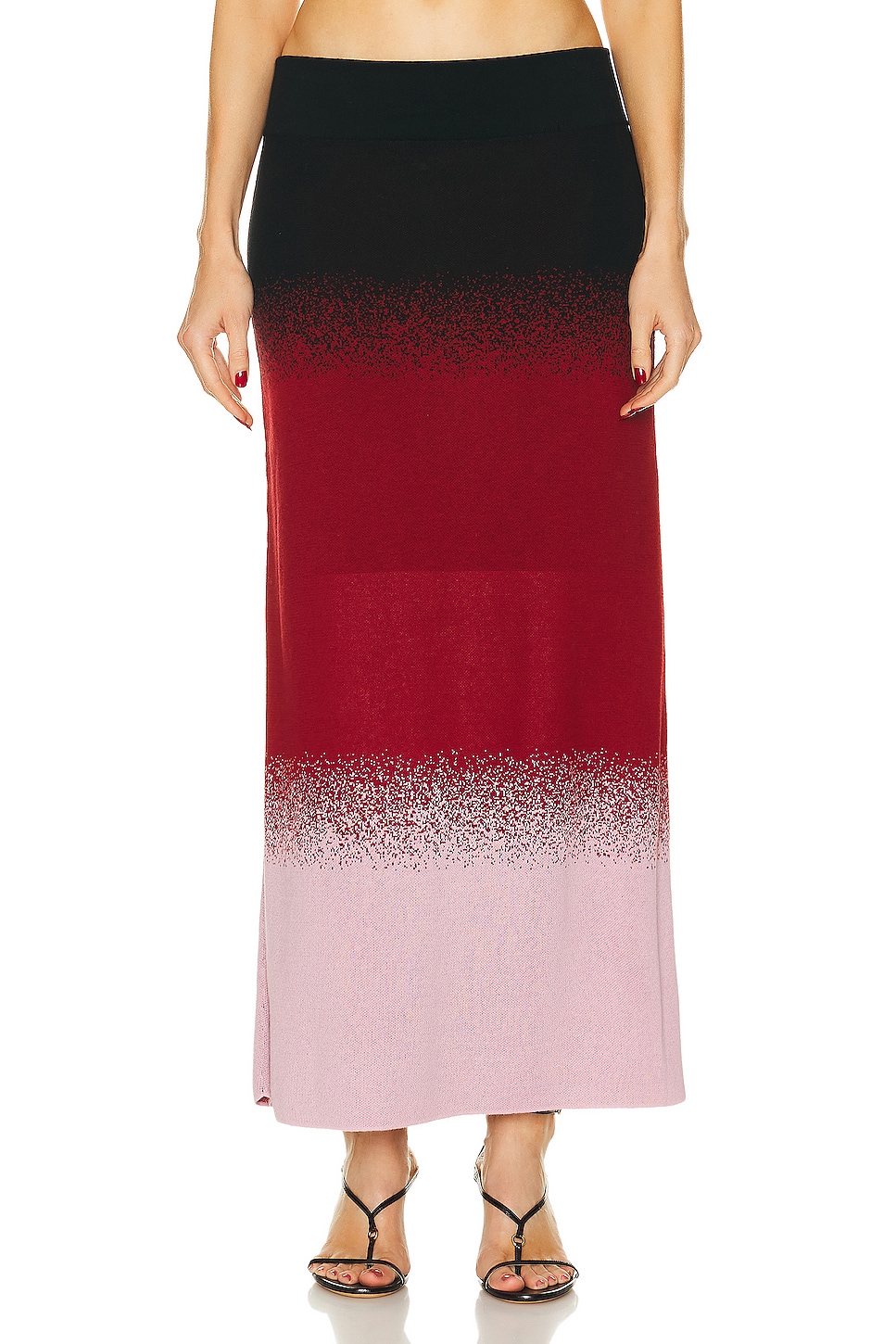 Image 1 of Johanna Ortiz Color Scapes Midi Skirt in Black, Lilac, & Red