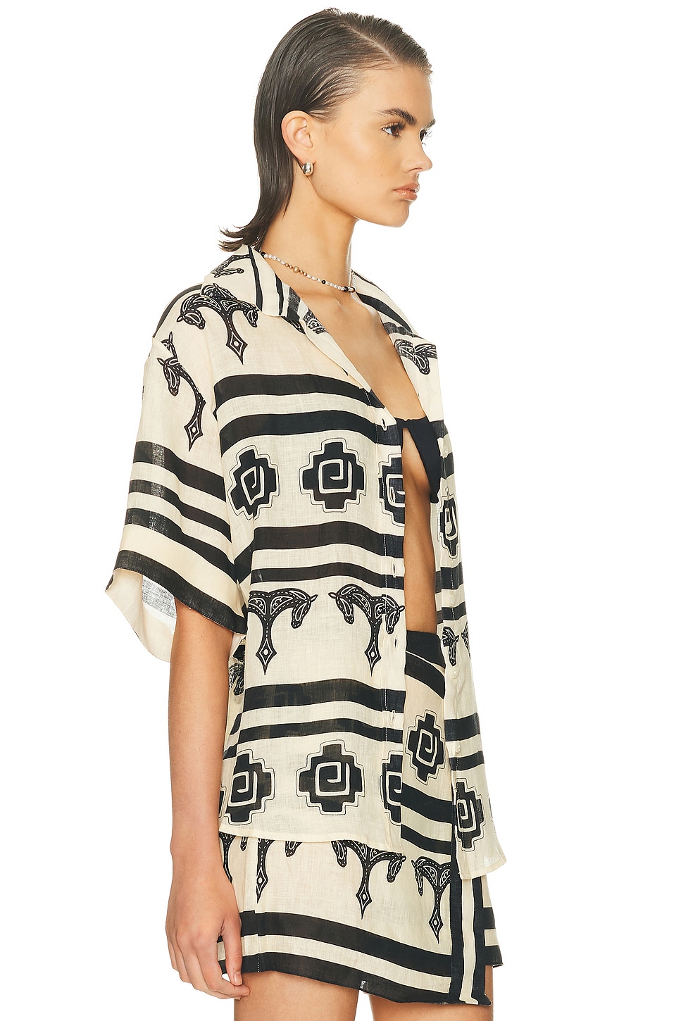 Johanna Ortiz La Creciente Horse-print Striped Shirt In Multi