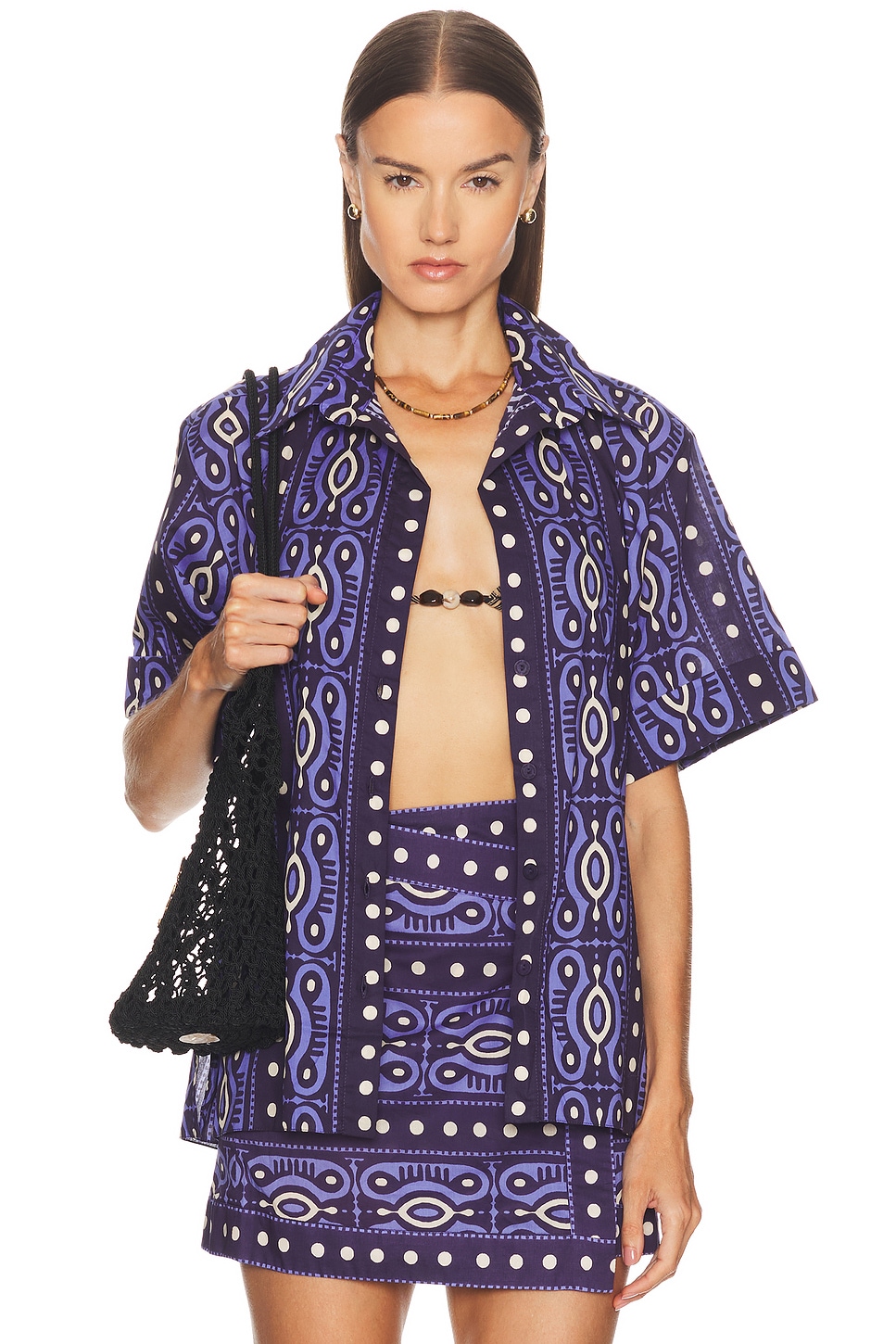 Johanna Ortiz Salty Promises Patterned Cotton Shirt In Purple