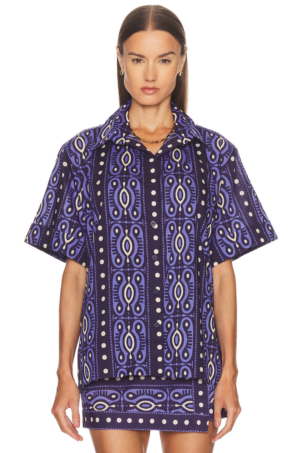 Johanna Ortiz Salty Promises Patterned Cotton Shirt In Purple
