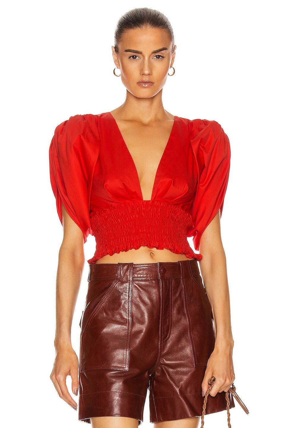 Image 1 of Johanna Ortiz Playful Vision V Neck Top in Imperial Red