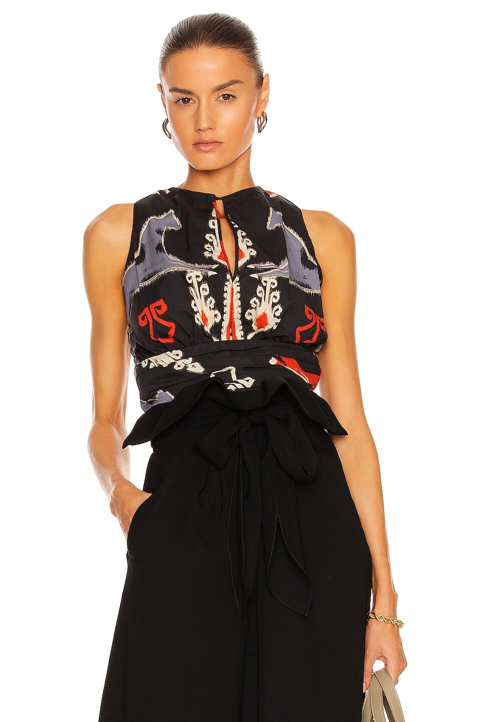 Image 1 of Johanna Ortiz Final Del Fuego Top in Ikat After Dark Black & Chili Red