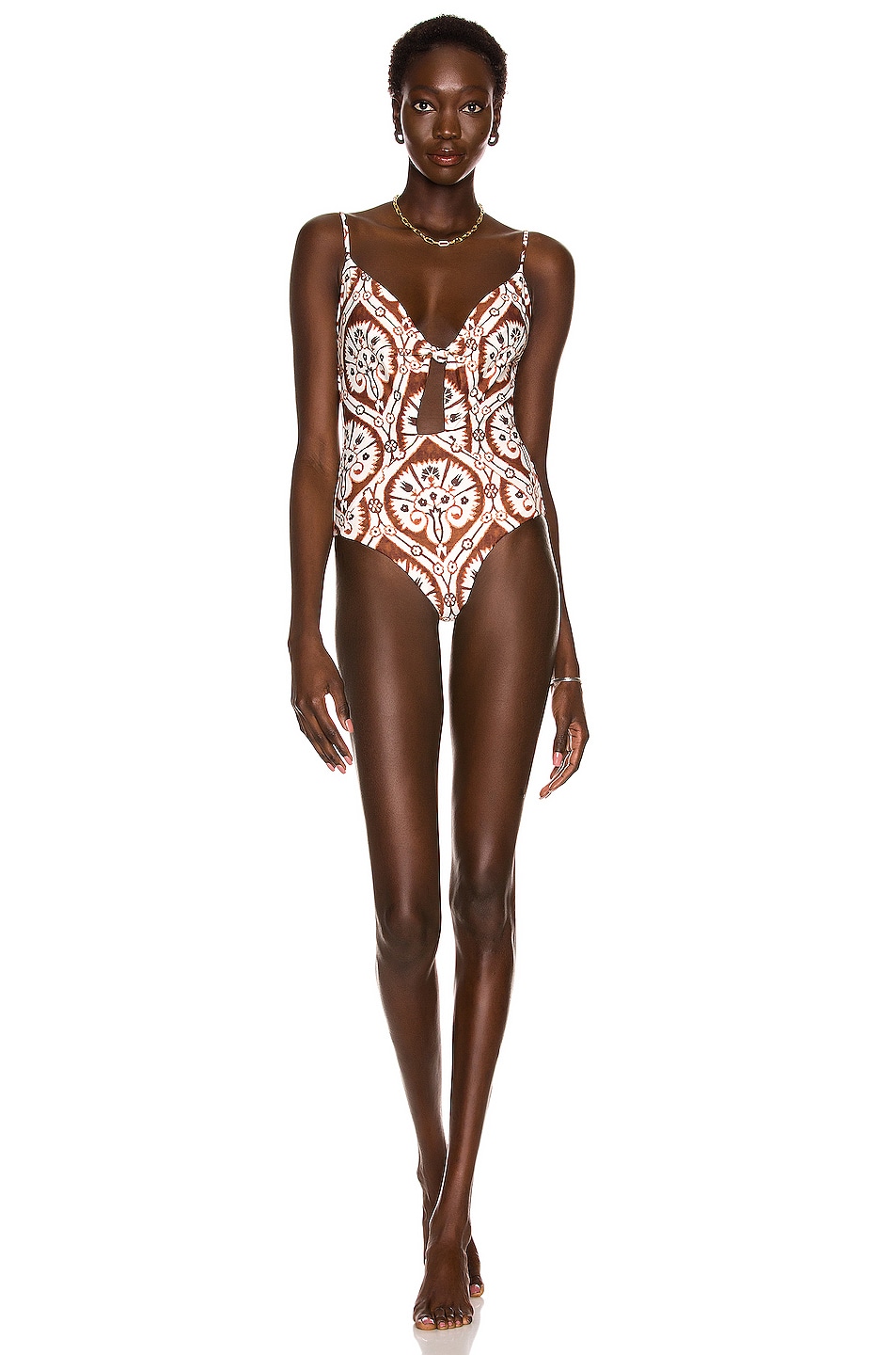 Image 1 of Johanna Ortiz Down To Earth One Piece Swimsuit in Cacao & Ecru