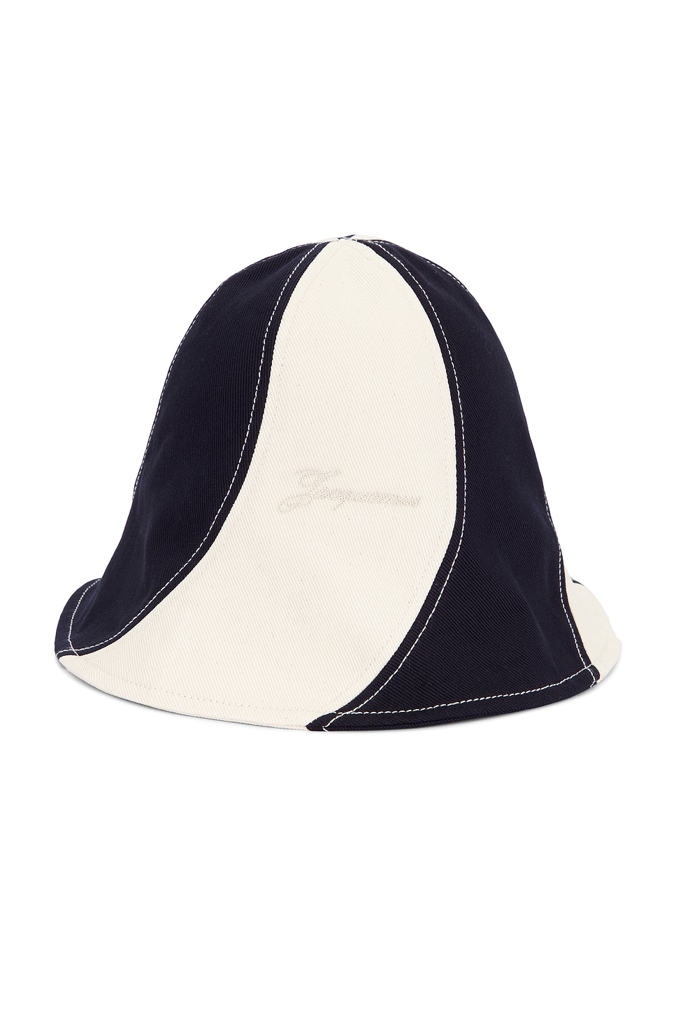 Jacquemus Off-white & Navy 'le Bob Gelato' Bucket Hat In Navy & Off White