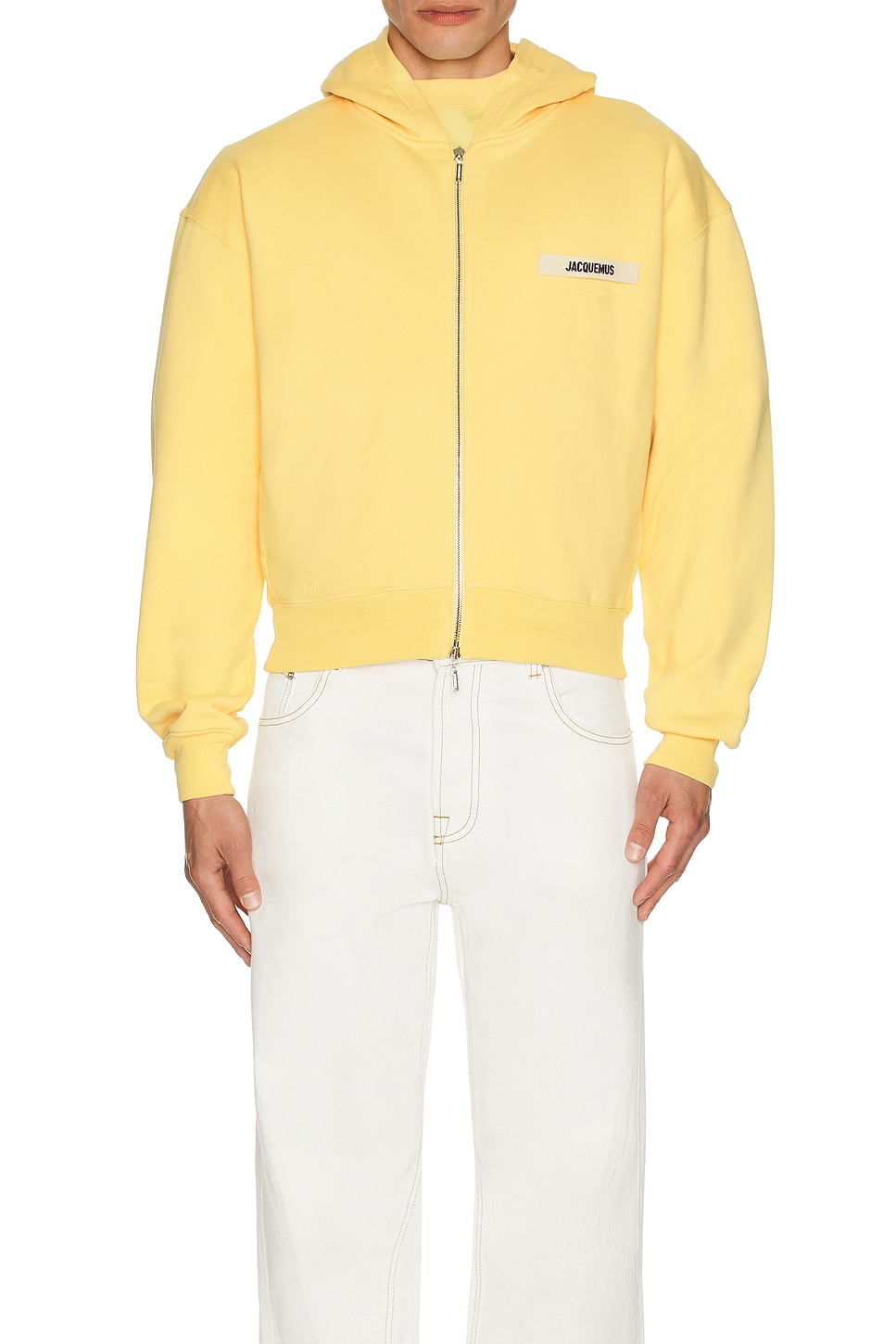 Image 4 of JACQUEMUS Le Hoodie Zip Gros Grain in Light Beige 2