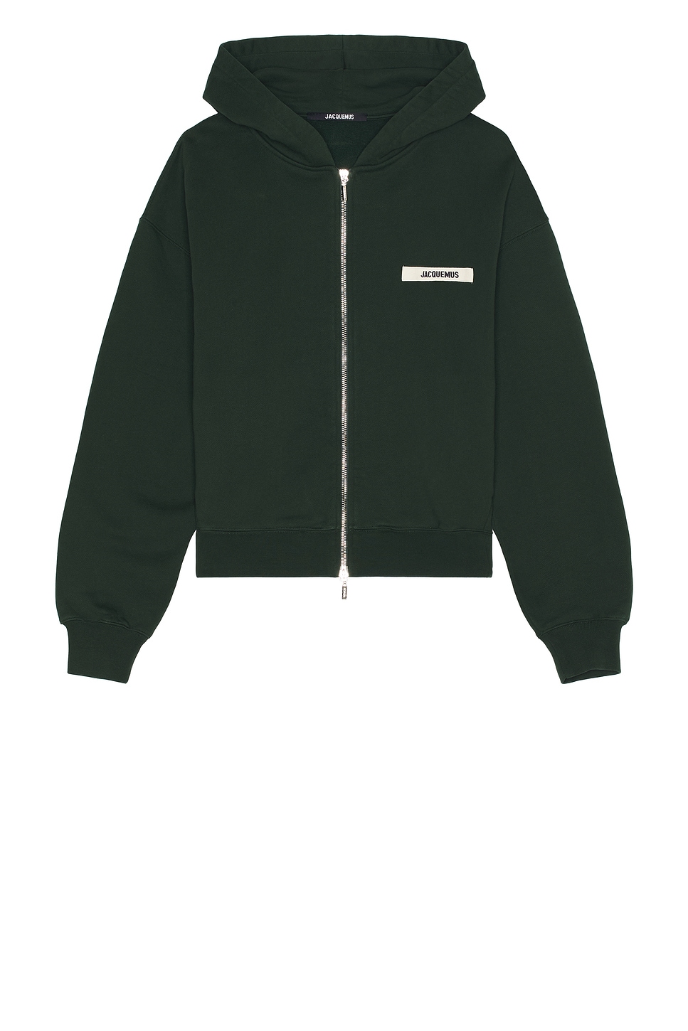 Image 1 of JACQUEMUS Le Hoodie Zip Gros Grain in Dark Green 2