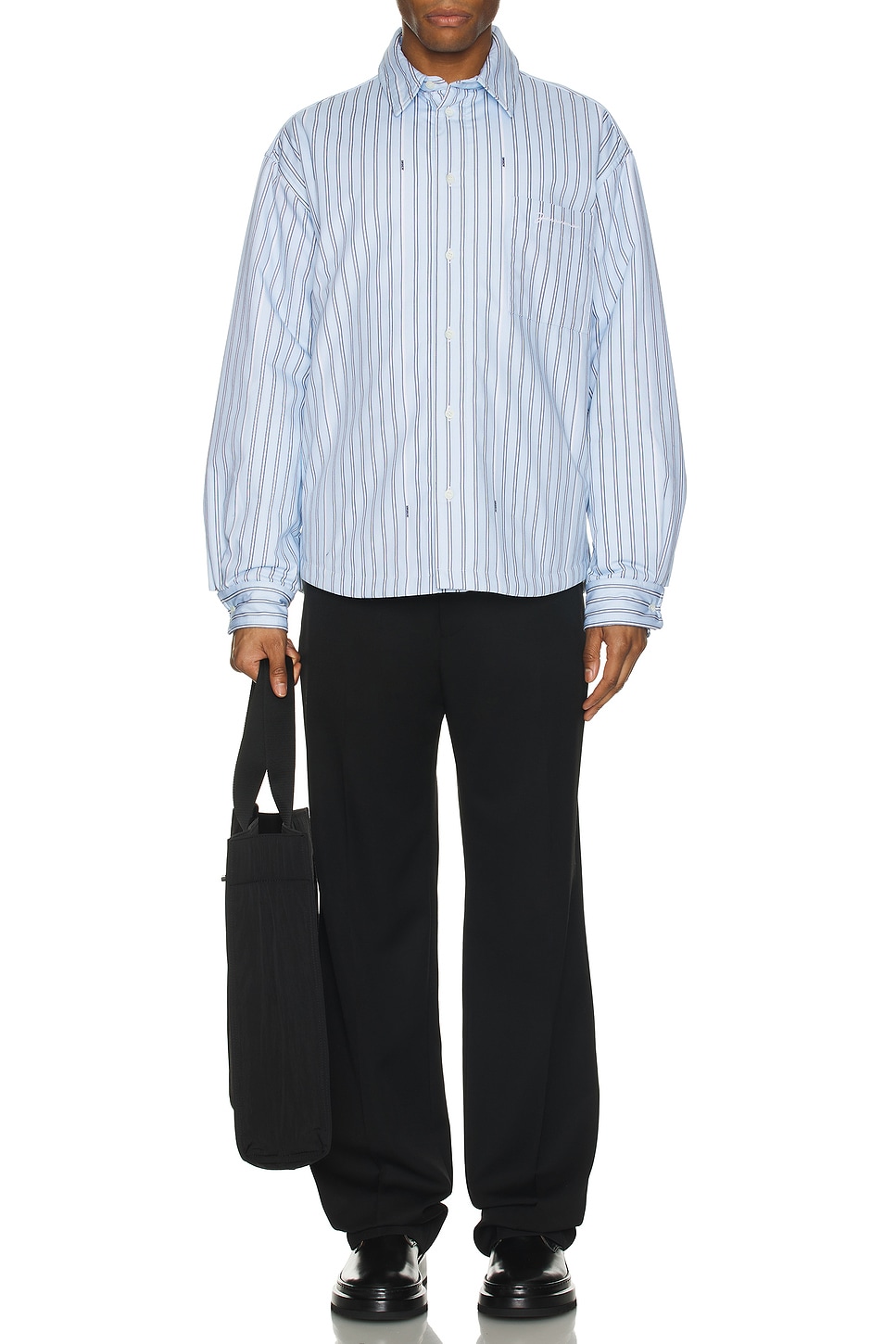 Image 1 of JACQUEMUS La Chemise Boulanger in Blue Stripe