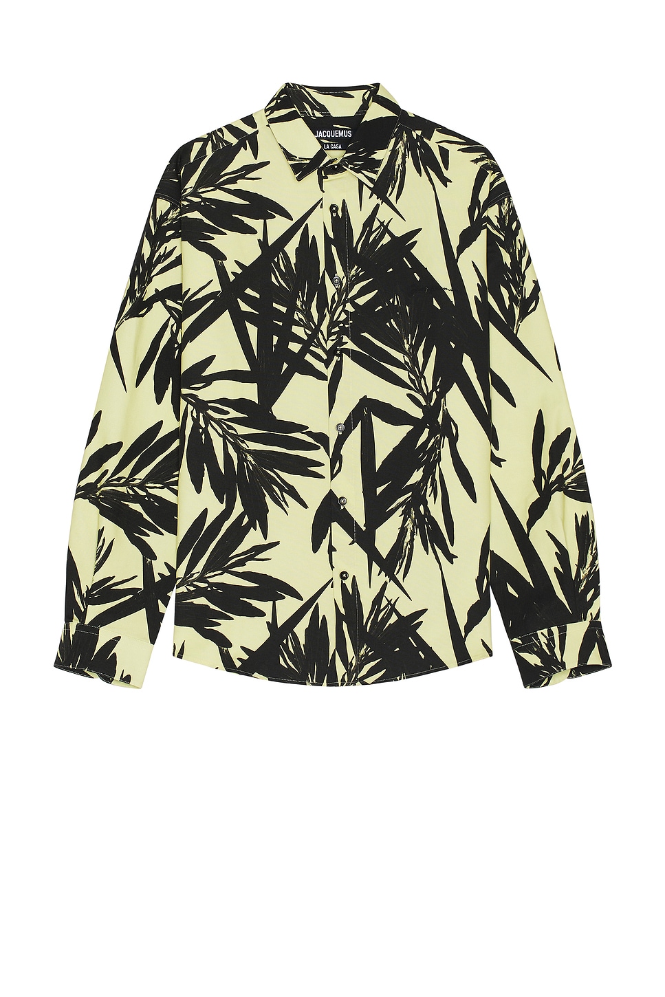 Image 1 of JACQUEMUS La Chemise Simon in Print Foliage Black & Yellow