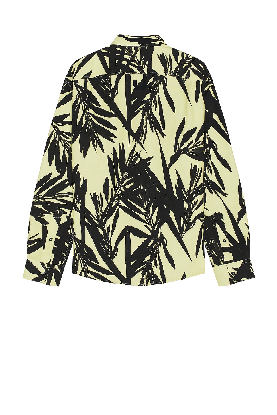 Shop Jacquemus La Chemise Simon In Print Foliage Black & Yellow