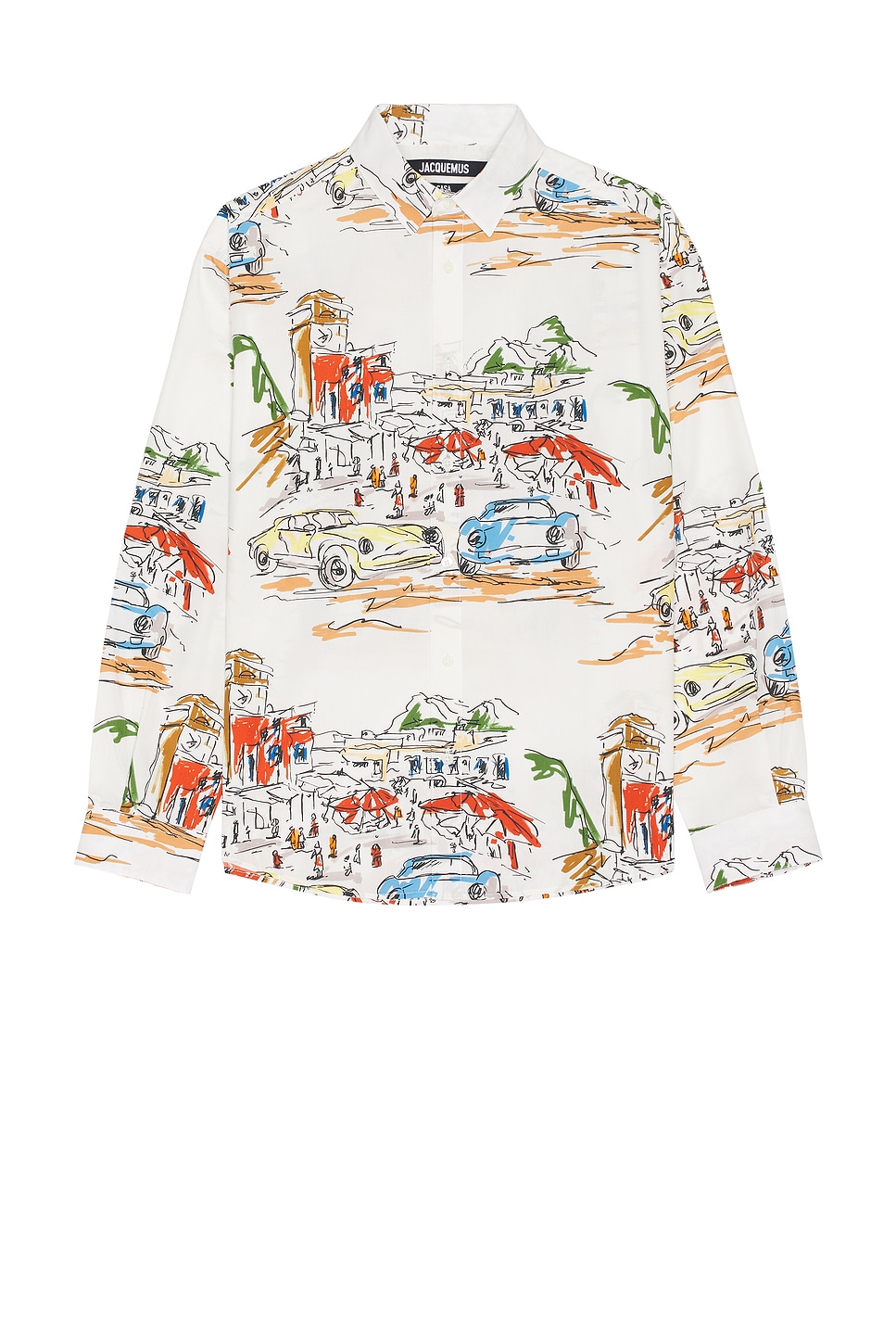 Shop Jacquemus La Chemise Simon In Print Capri Cars White