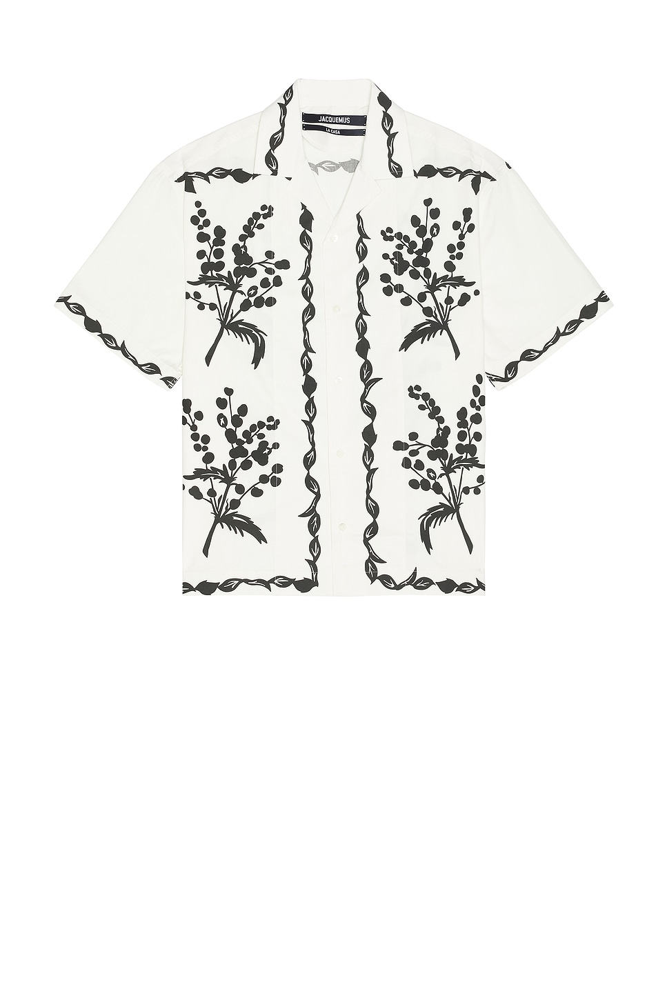 Image 1 of JACQUEMUS La Chemise Jean in Print Mimosa Frise Black