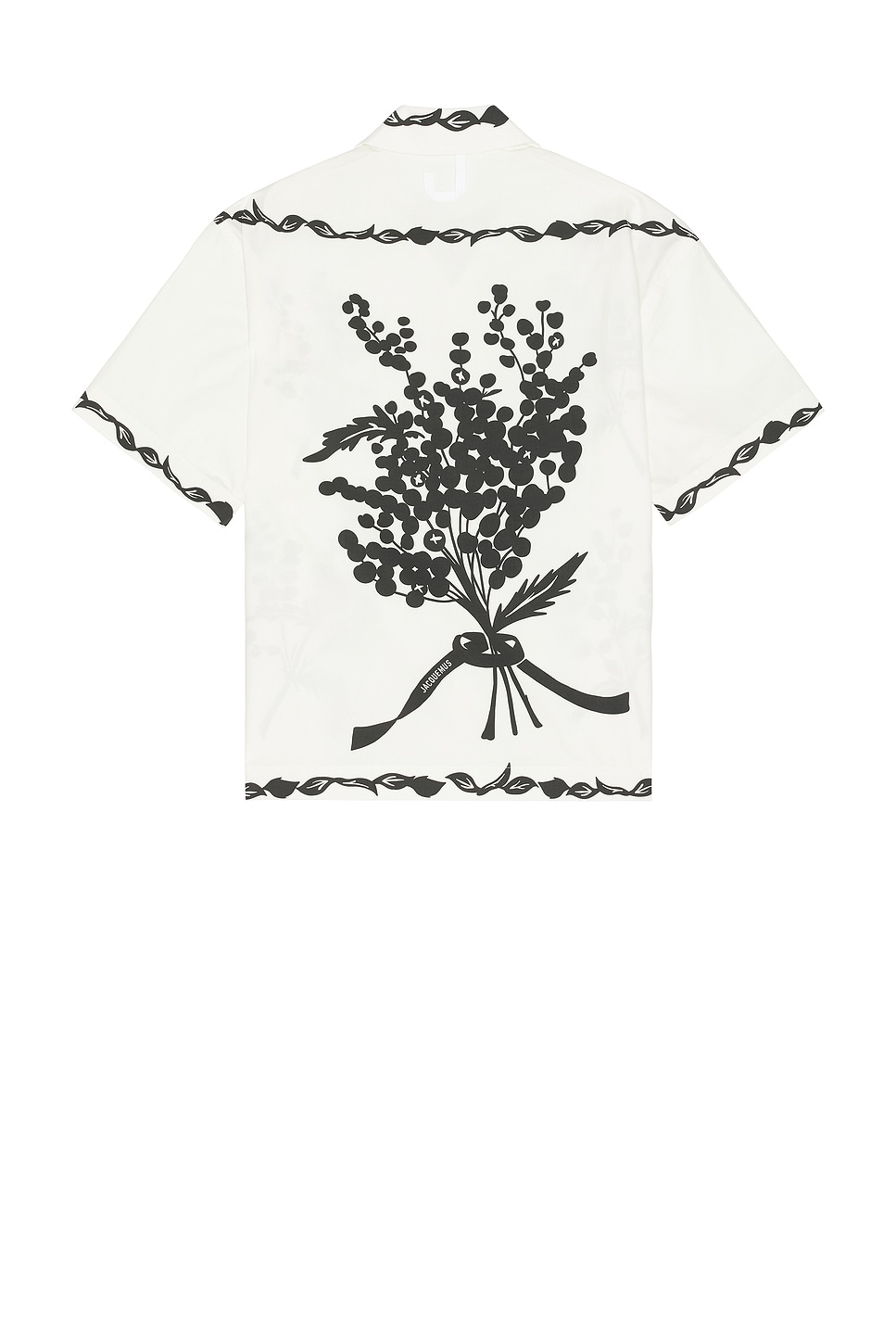 Shop Jacquemus La Chemise Jean In Print Mimosa Frise Black