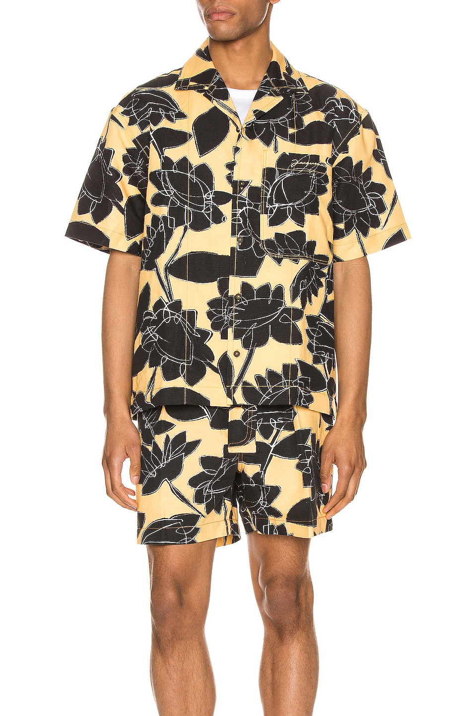 Image 1 of JACQUEMUS Jean Shirt in Yellow Flowers Print