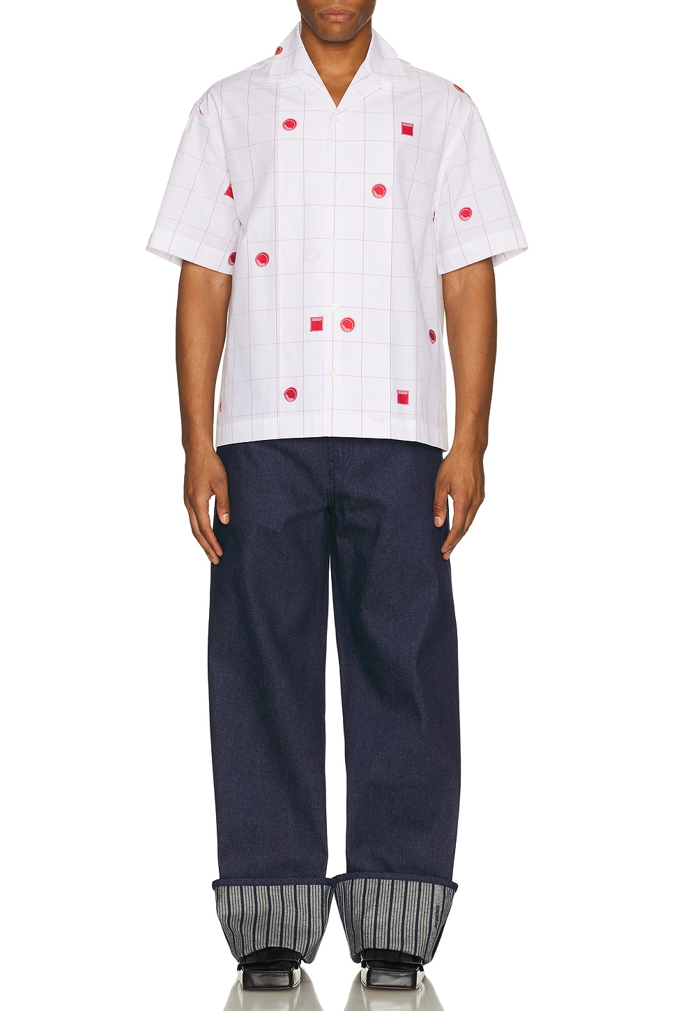Image 1 of JACQUEMUS La Chemise Jean in Jacquard Lab Check Red White