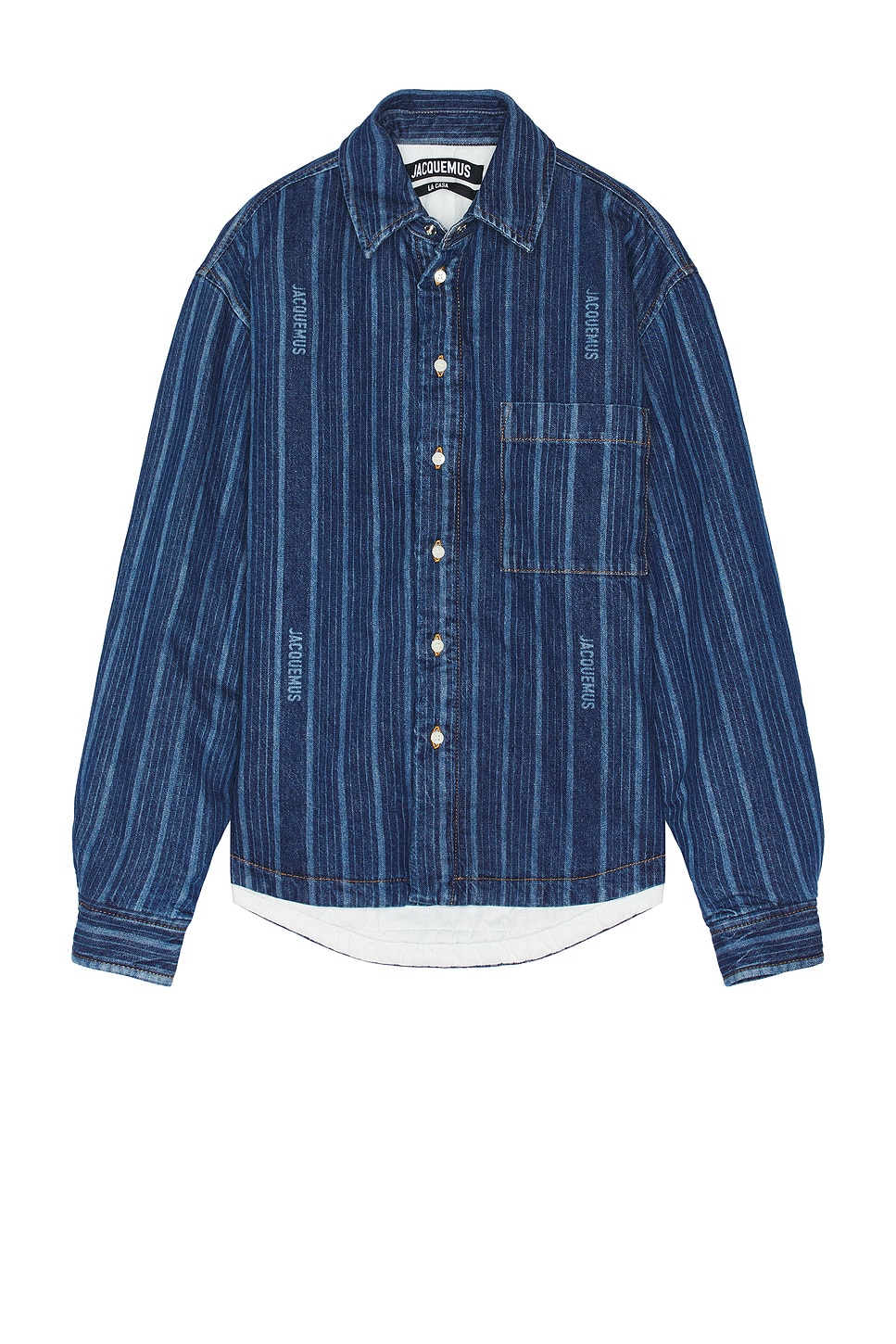 Image 1 of JACQUEMUS La Chemise Boulanger in Print Blue Stripe