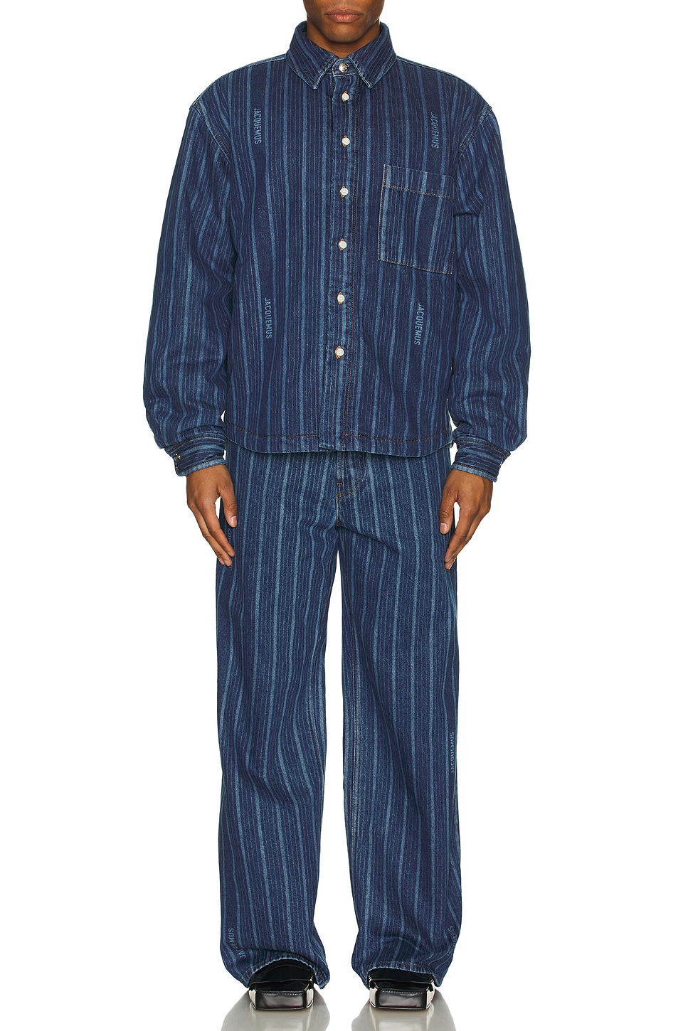 Image 1 of JACQUEMUS La Chemise Boulanger in Print Blue Stripe