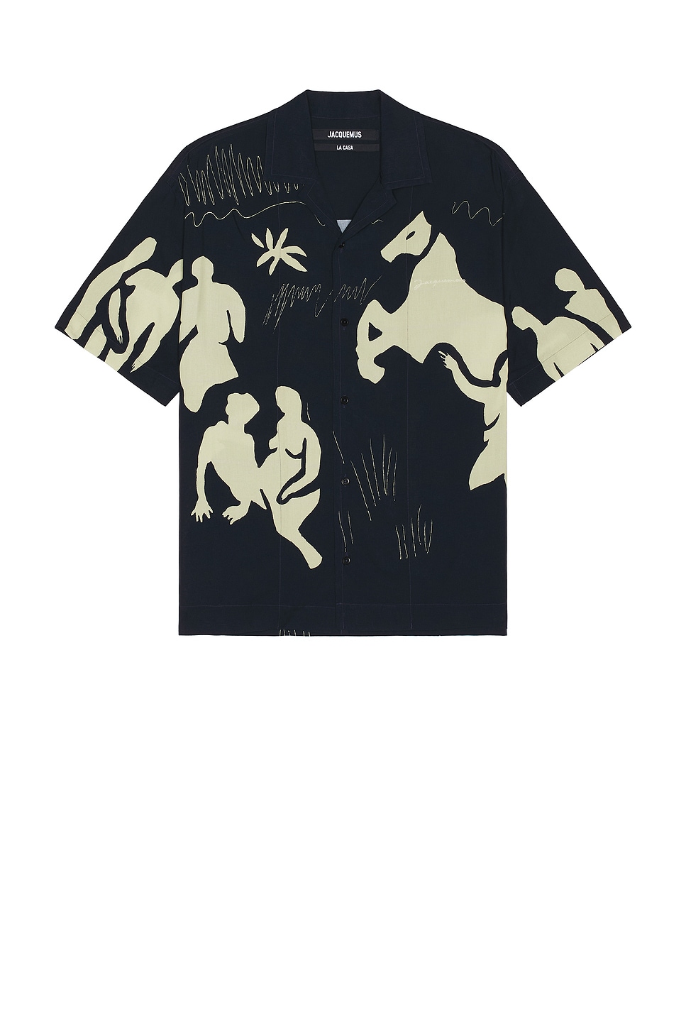 Image 1 of JACQUEMUS La Chemise Jean in Print Horse Scene Navy