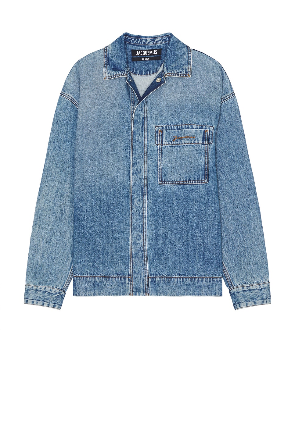 Image 1 of JACQUEMUS La Chemise De Nimes in Blue & Tabac