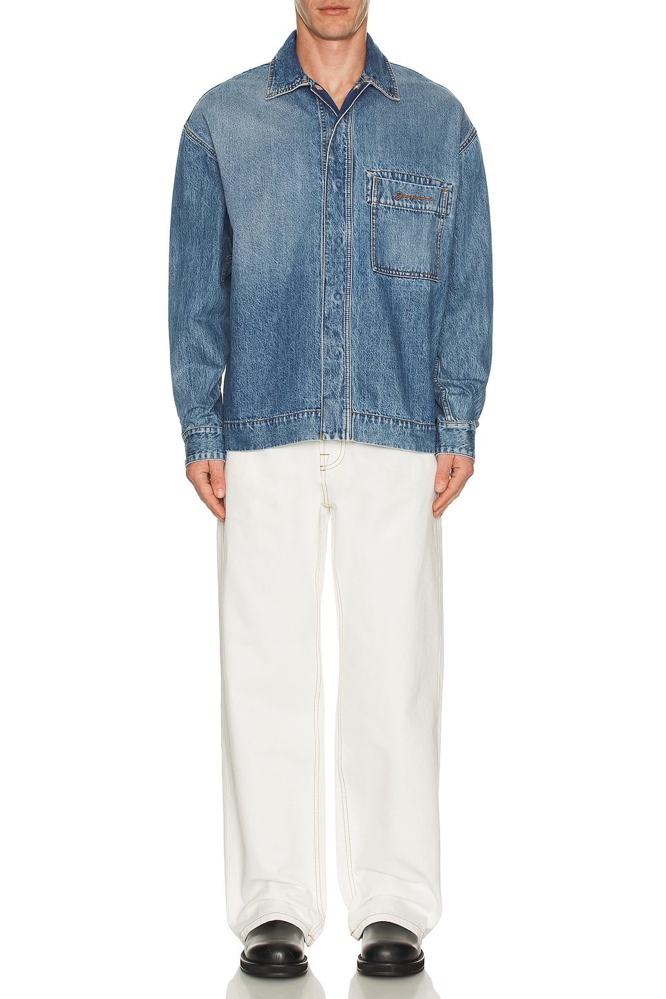 Image 1 of JACQUEMUS La Chemise De Nimes in Blue & Tabac