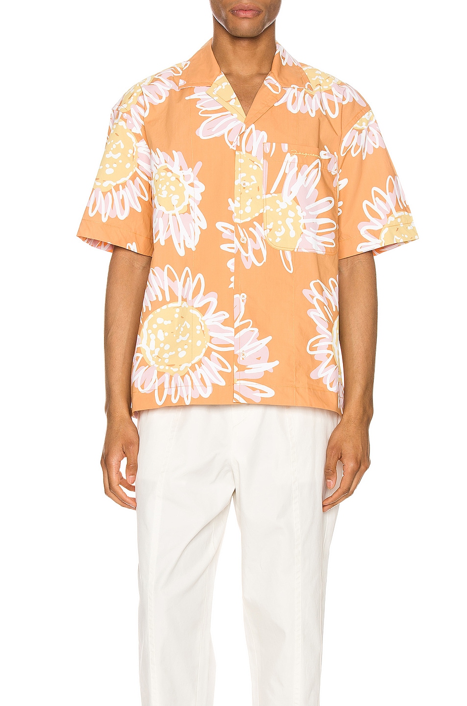 Image 1 of JACQUEMUS Jean Shirt in Orange Flowers Print