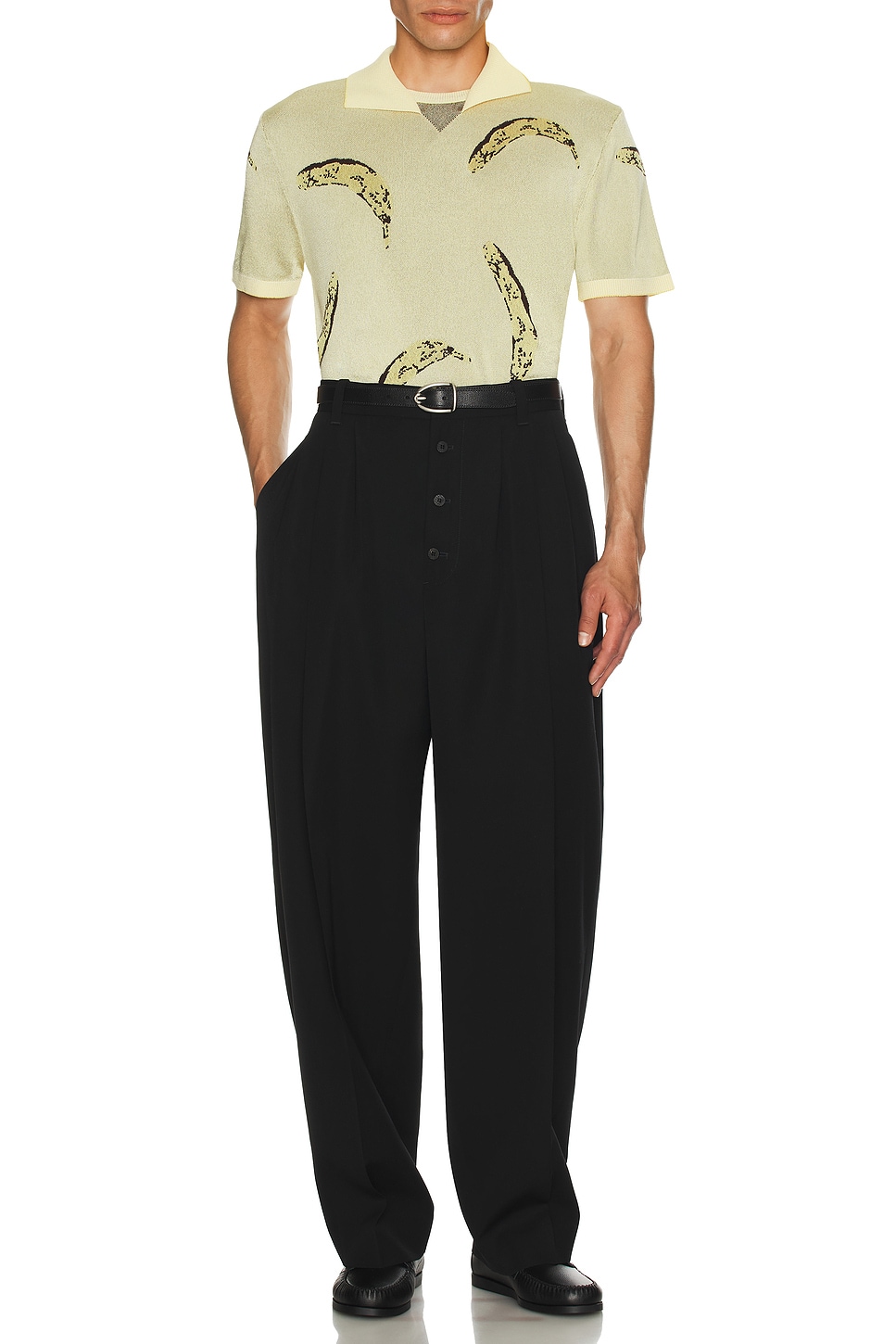 Image 1 of JACQUEMUS Le Polo Marino in Banana Jacquard Yellow