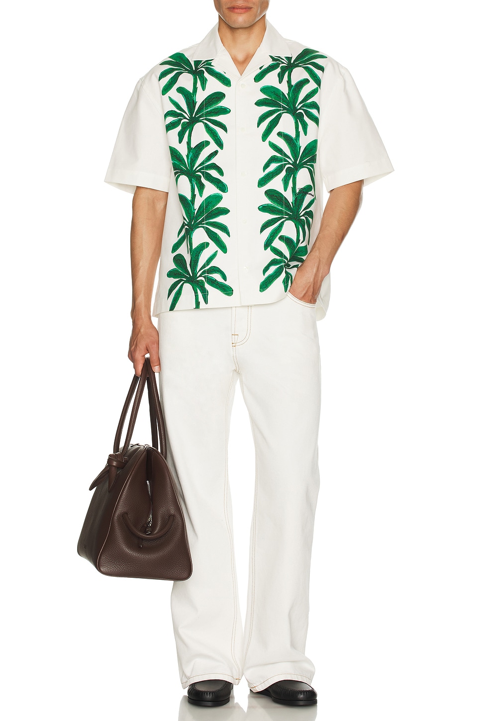 Image 1 of JACQUEMUS La Chemise Jean in Print Painted Palm trees