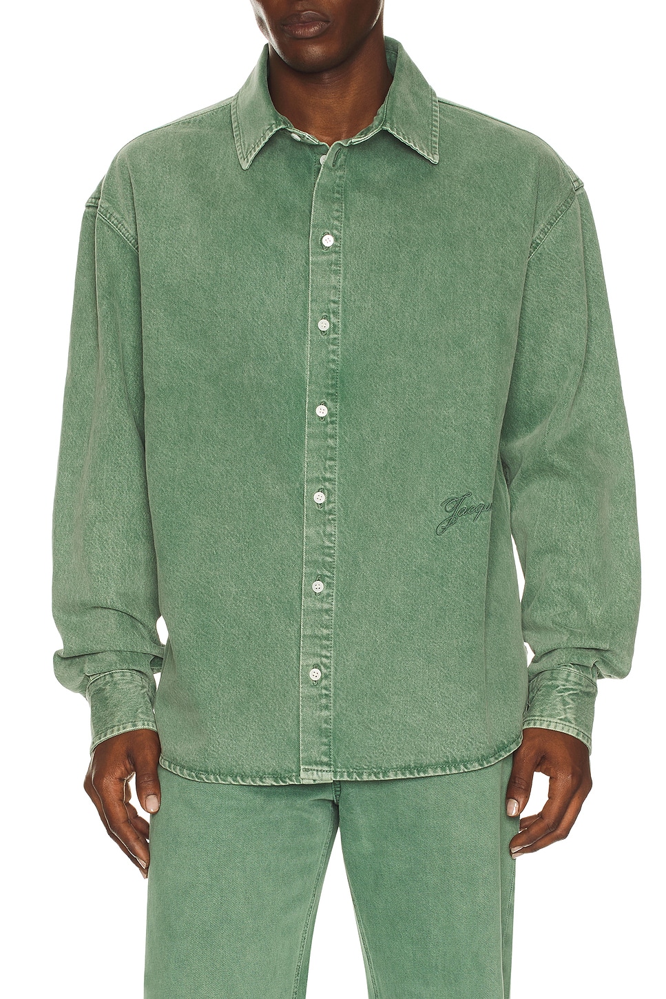 Image 1 of JACQUEMUS La Chemise De-nimes Simon in Green