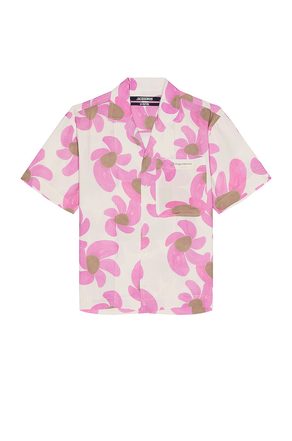 Image 1 of JACQUEMUS La Chemise Jean in Print Pink Flowers
