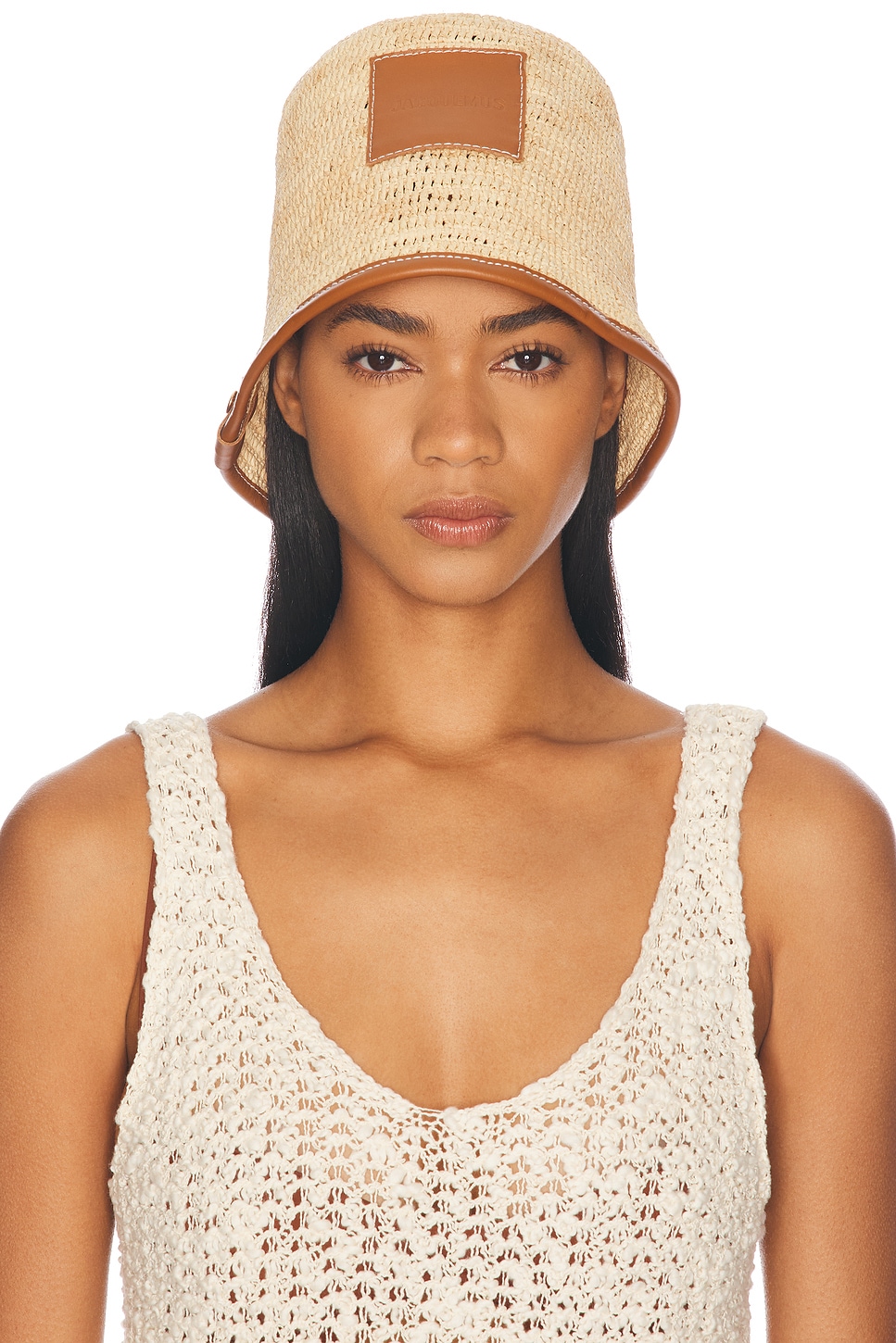Jacquemus Womens Light Brown 2 Le Bob Soli Brand-patch Raffia Bucket Hat In Light Brown