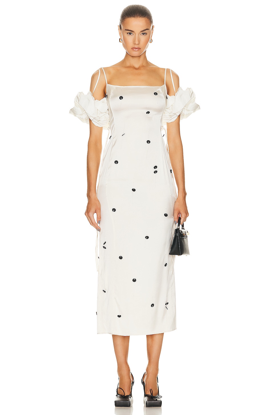 Image 1 of JACQUEMUS La Robe Chouchou Dress in Off White & Black Dots
