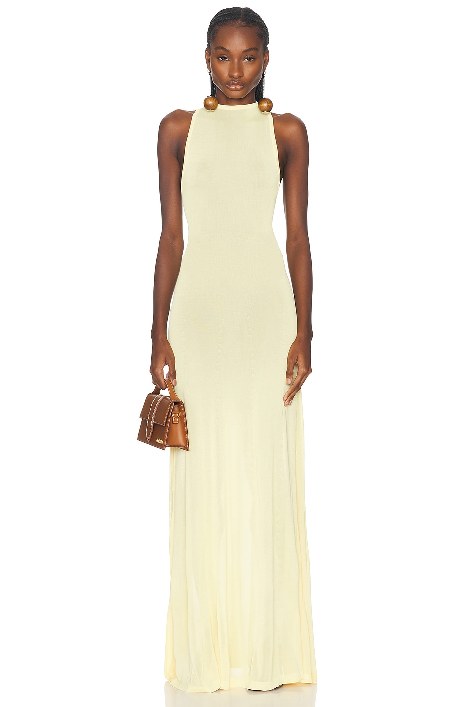 Image 1 of JACQUEMUS La Robe Maille Sculta in Light Yellow