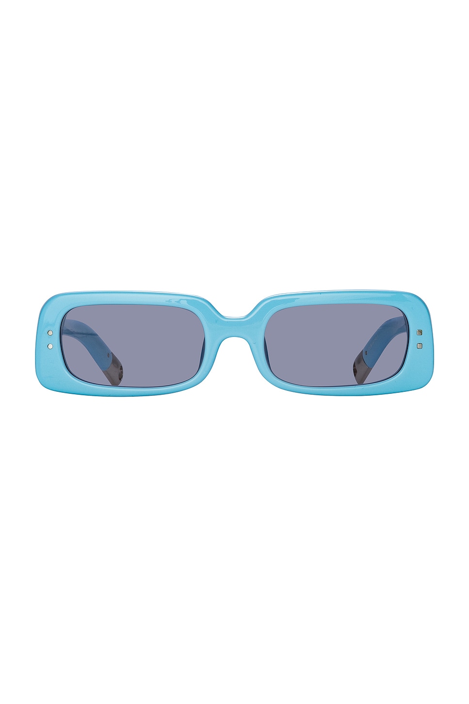 Shop Jacquemus Rectangular Sunglasses In Azzuro Light Blue  Silver  & Light Grey