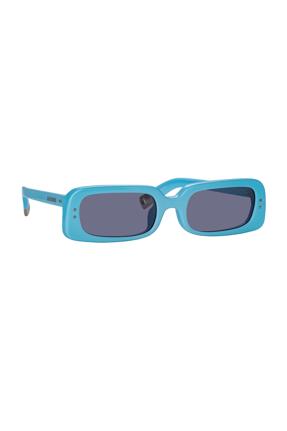 Shop Jacquemus Rectangular Sunglasses In Azzuro Light Blue  Silver  & Light Grey